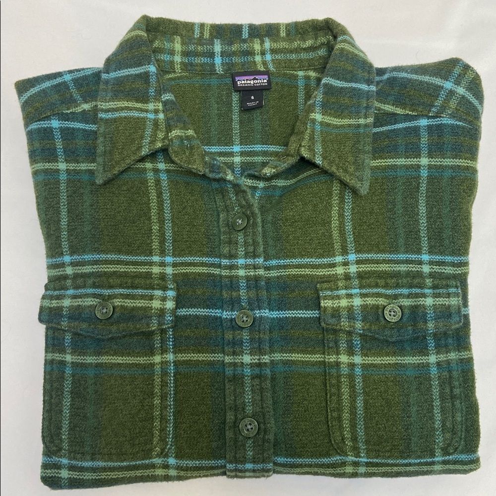 Patagonia Green and Blue Plaid Shirt